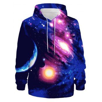 

3D Universe Print Hoodie Long Sleeve Drawstring Casual Hoodie, Multicolor