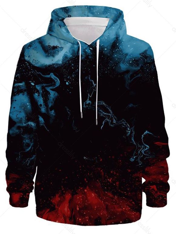 Sweat à Capuche Décontracté Imprimé Partout à Cordon à Manches Longues - multicolor 3XL