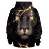 3D Lion Print Hoodie Long Sleeve Drawstring Hoodie - multicolor 3XL