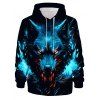 Sweat à Capuche Loup Imprimé Partout à Manches Longues à Cordon - multicolor 3XL