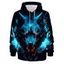 Sweat à Capuche Loup Imprimé Partout à Manches Longues à Cordon - multicolor 3XL