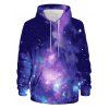 Sweat-Shirt à Capuche avec Cordon de Serrage à Imprimé Ciel Étoilé Fantaisie et Manches Longues - multicolor 3XL