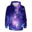 Sweat-Shirt à Capuche avec Cordon de Serrage à Imprimé Ciel Étoilé Fantaisie et Manches Longues - multicolor 3XL