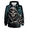 Sweat à Capuche Décontracté D'Halloween à Imprimé Squelette à Manches Longues à Cordon - multicolor 3XL