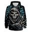 Sweat à Capuche Décontracté D'Halloween à Imprimé Squelette à Manches Longues à Cordon - multicolor 3XL