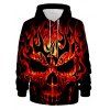 Sweat à Capuche D'Halloween à Imprimé Crâne en Feu en Blocs de Couleurs à Manches Longues à Cordon - multicolor 3XL