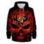 Sweat à Capuche D'Halloween à Imprimé Crâne en Feu en Blocs de Couleurs à Manches Longues à Cordon - multicolor 3XL