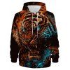3D Tiger Print Hoodie Long Sleeve Casual Drawstring Hoodie - multicolor 3XL
