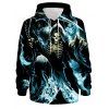 Sweat à Capuche D'Halloween Squelette Imprimée Partout à Manches Longues à Cordon - multicolor 3XL