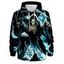 Sweat à Capuche D'Halloween Squelette Imprimée Partout à Manches Longues à Cordon - multicolor 3XL