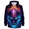 Sweat-Shirt à Capuche avec Cordon de Serrage à Imprimé Crâne et Feu D'Halloween - multicolor 3XL