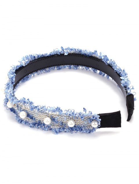 Faux Pearl Decor Frayed Trim Headband