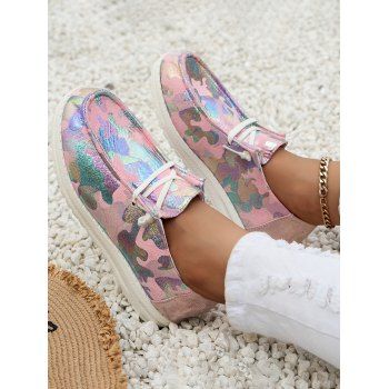 

Shiny Butterfly Pattern Lace Up Casual Shoes, Multicolor a