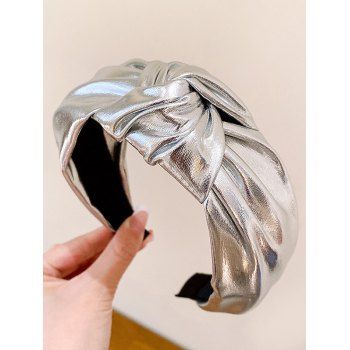 

Plain Color Skinny Twist Disco Style Wide Headband, Silver