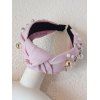 Bandeau Large Simple en Couleur Unie avec Fausse Perle - Rose clair 