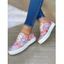 Tropical Palm Leaves Print Lace Up Casual Shoes - Rose clair EU 43