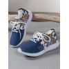 Ethnic Pattern Hollow Out Lace Up Sports Shoes - Bleu EU 37