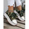 Camouflage Print Lace Up Chunky Heel Casual Shoes - Vert profond EU 41