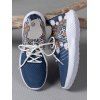 Ethnic Pattern Hollow Out Lace Up Sports Shoes - Bleu EU 37