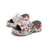 Floral Print Wedge Heel Slip On Casual Sandals - multicolor A EU 37