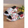Floral Print Wedge Heel Slip On Casual Sandals - multicolor A EU 37