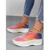 Colorful Knit Detail Chunky Heel Slip On Shoes - multicolor C EU 43