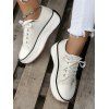 Contrast Piping Lace Up Chunky Heel Casual Canvas Shoes - Blanc EU 38