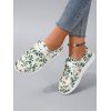 Leaves Allover Print Lace Up Casual Flat Shoes - multicolor A EU 39