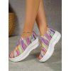 Colorful Knit Detail Chunky Heel Slip On Shoes - multicolor A EU 36