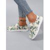 Leaves Allover Print Lace Up Casual Flat Shoes - multicolor A EU 43