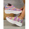Colorful Knit Detail Chunky Heel Slip On Shoes - multicolor A EU 41