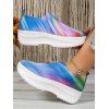 Colorful Knit Detail Chunky Heel Slip On Shoes - multicolor B EU 43