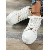 Topstitching Bead Decor Lace Up Low Top Casual Shoes - Blanc EU 41