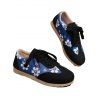 Floral Pattern Patchwork Lace Up Casual Flat Shoes - Noir EU 43
