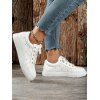 Topstitching Bead Decor Lace Up Low Top Casual Shoes - Blanc EU 43