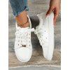 Topstitching Bead Decor Lace Up Low Top Casual Shoes - Blanc EU 41