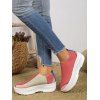 Colorblock Knit Detail Chunky Heel Slip On Casual Shoes - multicolor B EU 36