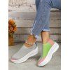 Colorblock Knit Detail Chunky Heel Slip On Casual Shoes - multicolor A EU 42