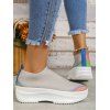 Colorblock Knit Detail Chunky Heel Slip On Casual Shoes - multicolor A EU 41