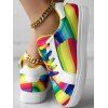Colorful Rainbow Lace Up Low Top Casual Shoes - multicolor A EU 40