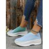 Colorblock Knit Detail Chunky Heel Slip On Casual Shoes - multicolor C EU 43