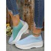 Colorblock Knit Detail Chunky Heel Slip On Casual Shoes - multicolor C EU 39