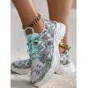 Floral Pattern Lace Up Breathable Running Shoes - multicolor A EU 40