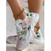 Flower Print Breathable Lace Up Running Sports Shoes - multicolor A EU 39