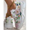 Flower Print Breathable Lace Up Running Sports Shoes - multicolor A EU 36
