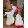 Colorful Lace Up Breathable Running Sports Shoes - Blanc EU 42