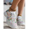 Flower Print Breathable Lace Up Running Sports Shoes - multicolor A EU 37
