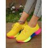 Colorful Lace Up Breathable Running Sports Shoes - Jaune EU 40
