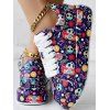 Halloween Graffiti Print Lace Up Chunky Heel Shoes - multicolor A EU 43