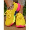Colorful Lace Up Breathable Running Sports Shoes - Jaune EU 42